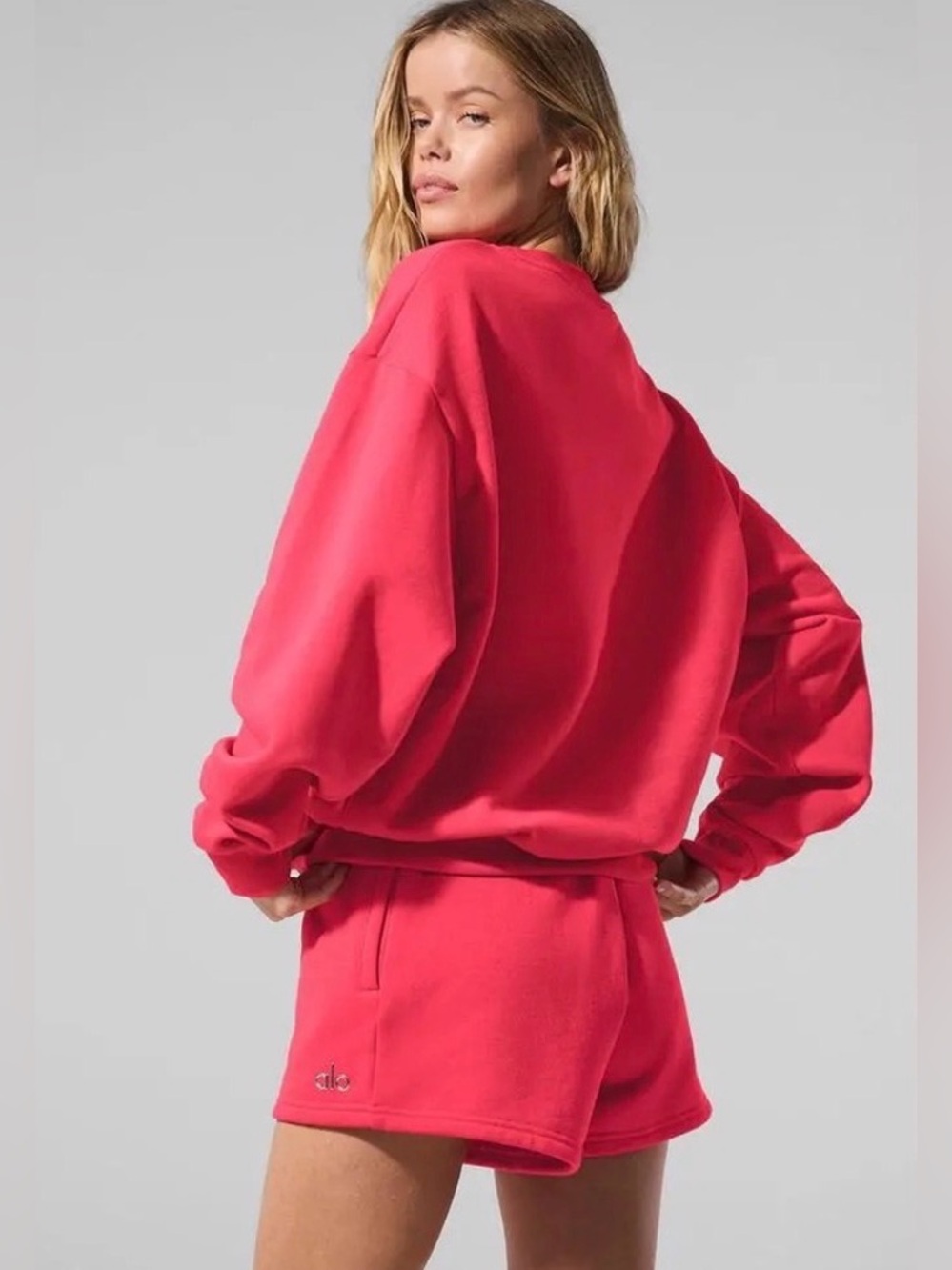 Alo accolade candy red crew neck sweatshirt NWT large - Picture 4 of 15
